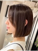 武蔵小杉白髪ぼかしナチュラルハイライト大人前下がりボブ