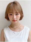 前髪 ハッシュボブ 小顔 似合わせカット マロンベージュ"