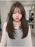 オリーブグレージュ/盛れる顔周り/レイヤーカット/髪質改善/韓国