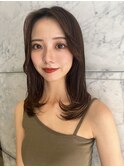 韓国前髪顔周りロング×インナーグレージュ[心斎橋/髪質改善]
