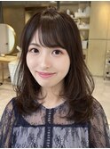 (ミスコン/レイヤーカット/ミディアム/小顔前髪)