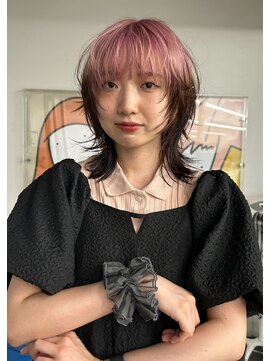 レコ 渋谷(LECO) レイヤールーツカラーウルフカットペールピンクブラウン