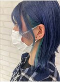 イヤリングカラーボブインナーカラーボブ切りっぱなしボブ