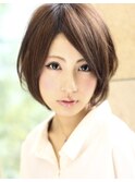 黒髪オリーブグレー小顔ココアベージュショートボブ