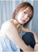 #イメチェンピンクベージュ前髪クール