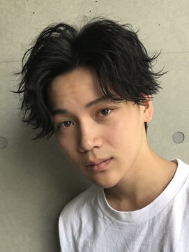 フィフス(fifth) かき上げヘア七三オールバック無造作パーマソフトツーブロック