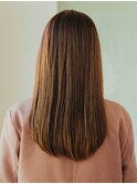 美髪逆三角切りっぱなしボブエアリーロングピンクブラウン