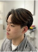 ニュアンスパーマセンターパート韓国ワンカールパーマメンズ