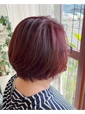ピンクカラーがかわいい★丸みショート!