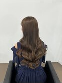 黒髪/グレーベージュ/イヤーロング/前髪パーマ/艶髪／髪質改善