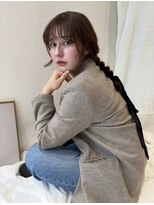 大人美人艶カラーベージュ小顔カット透明感レイヤーロング