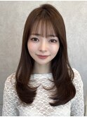 〇くびれヘア×レイヤーカット 縮毛矯正/アプリコットオレンジ