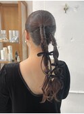 ヘアセット/ヘアアレンジ/タイトツイン/編み込みアレンジ/恵比寿