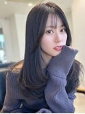 ロングレイヤー/グレージュカラー/透明感カラー/顔周りカット