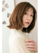 モッズヘア 越谷(mod's hair) ミルクティーカラー切りっぱなしくびれボブウルフZ越谷30代40代