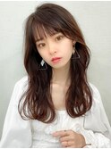 暗髪でもこなれ感！フェイスレイヤー×ナチュラルセミロング