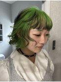 天神大名レイヤーカットデザインカラーブリーチ