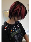 ショートボブ/ケアブリーチ/ブロックカラー