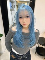 ラピス 名古屋駅前店(Lapis)&nbsp;レイヤー/ハッシュカット/ウルフ/水色/ブルーカラー/髪質改善