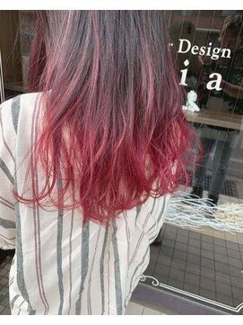 ヘアーデザイン ルシア(Hair Design Lucia) ロングレッドグラデーション