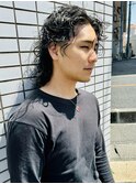 マッシュウルフ__ウルフパーマ__センターパート__大人スパイラル