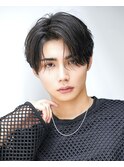 韓国ヘアカルマパーマカルマバングセンターパート黒髪ウルフ