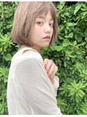 20代30代40代☆ナチュラルボブ☆ブリーチ☆くすみベージュ