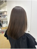 韓国顔まわりレイヤーカットグレージュオリーブベージュブラウン