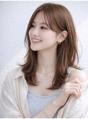 池袋 ミディアムレイヤー ミルクティーベージュ ピンクベージュ