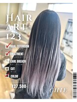 ヘアーアート ワンツースリー(HAIR ART 123)&nbsp;カラー＋トリートメント＋シールエクステ70枚