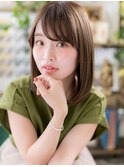 ★斜めバング美髪ワンカール前下がりロングボブ20代30代40代★8