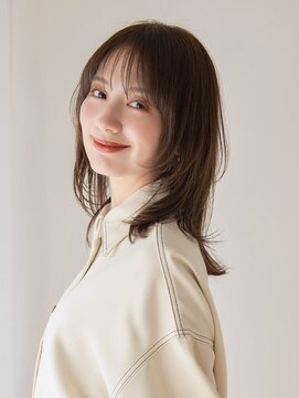 エアー 青山(AIR) 顔まわりウルフレイヤーシースルーバンググレージュカラー