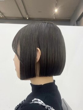 ノク 渋谷(nok) 切りっぱなしボブ_暗めカラーグランマッシュデザインカラー