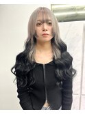 ハイトーングレージュ×ブラック　プルエクステ80本