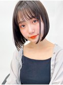 大人可愛い切りっぱなしミディアムボブ柔らかグレージュ20代30代