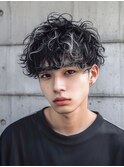 メンズバレイヤージュ/ブルーブラック/韓国マッシュ