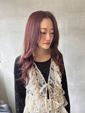 ヘアーサロンウル(hair salon ulu) ブリーチなしピンクベージュ×ロングレイヤー