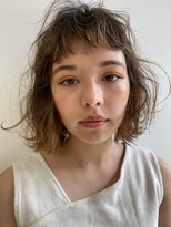 ボブ/大人かわいい/フェザーバング/透け感グレージュ