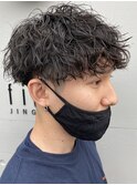ツイストスパイラルパーマ波巻きスパイラル刈り上げマッシュ