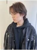 グレージュ×センターパート