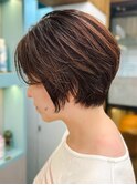 大人ショートハイライト髪質改善トリートメント前髪30代40代