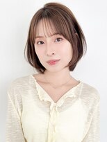 ビーチ(BEACH) 前髪ありショートレイヤーボブミルクブラウンナチュラル縮毛矯正