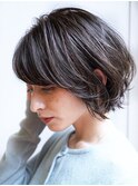 【lond printemps水野】アッシュブラウンワンサイドショートボブ