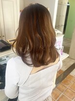 【山田】レイヤーワンカールパーマピンクブラウンミディ
