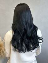 ミュラ(mulah)&nbsp;透明感ダークカラーブルーブラック＊コテ巻きくびれロング