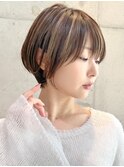 最新トレンド　くびれショート　say.重政ブリーチ　ぱっつん前髪