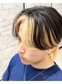 【men's】韓国風センターパート×インナーカラー