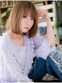 小顔前下がりハイトーンカラー大人ボブc6戸頭10代20代30代