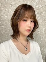 レイヤーボブウルフボブひし形ミディアムレイヤーダブルカラー