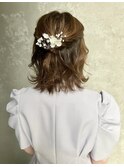 【華やかハーフアップヘアアレンジ】ヘアセット/渋谷/黒染め/眉